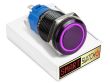 22mm 2NO2NC Black Aluminium ANGEL EYE HALO Latching LED Switch 12V/3A (19mm Hole) - PURPLE